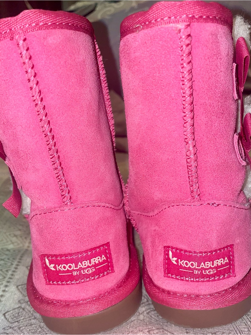 Koolaburra Kids Bright Pink Suede Pull-On Boots